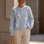 Ariadne - Women's Floral Knit Button Cardigan 2