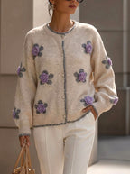 Ariadne - Women's Floral Knit Button Cardigan 3