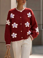 Ariadne - Women's Floral Knit Button Cardigan 4