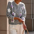 Ariadne - Women's Floral Knit Button Cardigan 6