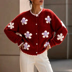 Ariadne - Women's Floral Knit Button Cardigan 7