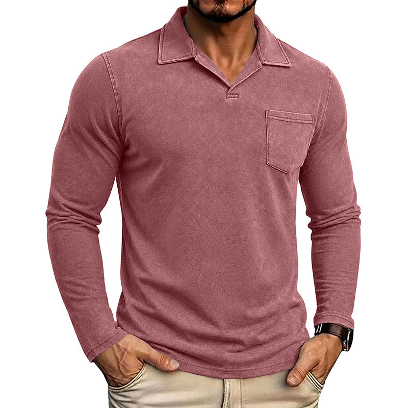 Armand - Men's Vintage Washed Long Sleeve Polo Shirt 1