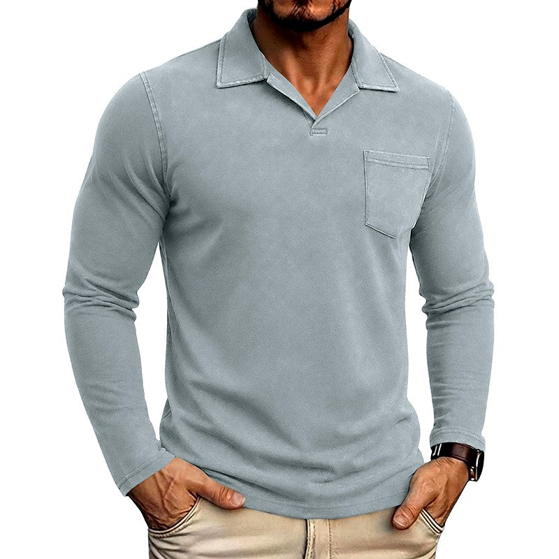 Armand - Men's Vintage Washed Long Sleeve Polo Shirt 3
