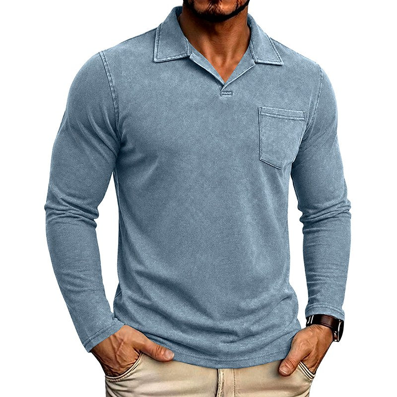 Armand - Men's Vintage Washed Long Sleeve Polo Shirt 4