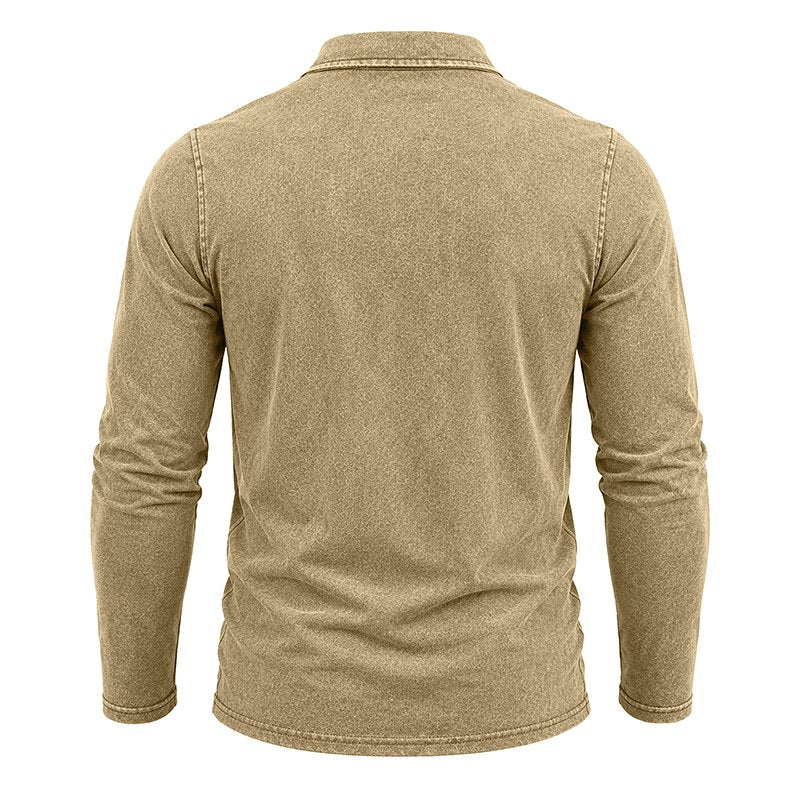 Armand - Men's Vintage Washed Long Sleeve Polo Shirt 6
