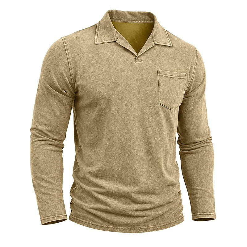 Armand - Men's Vintage Washed Long Sleeve Polo Shirt 7
