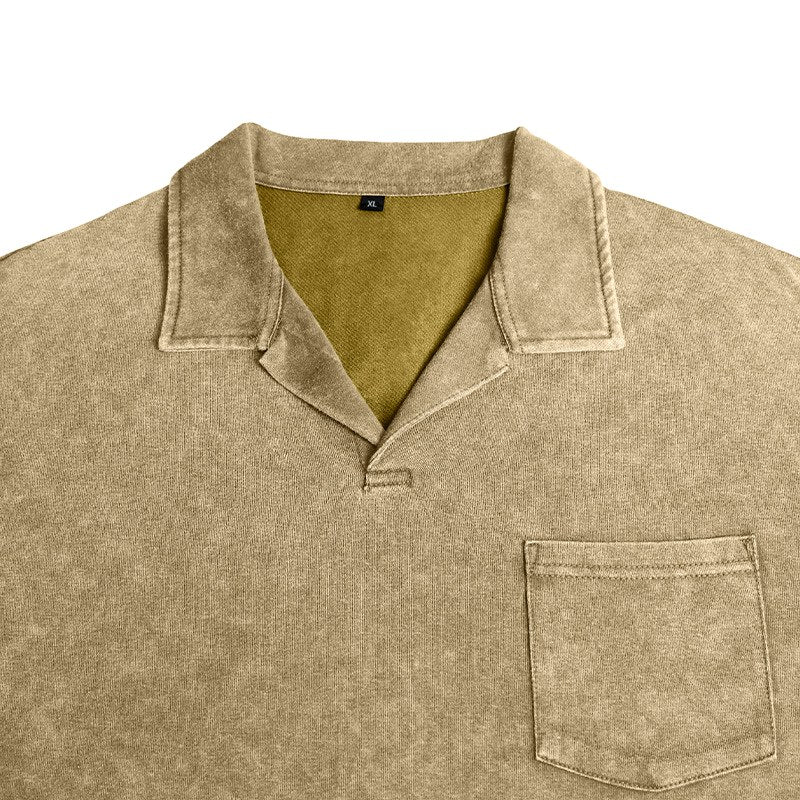 Armand - Men's Vintage Washed Long Sleeve Polo Shirt 8
