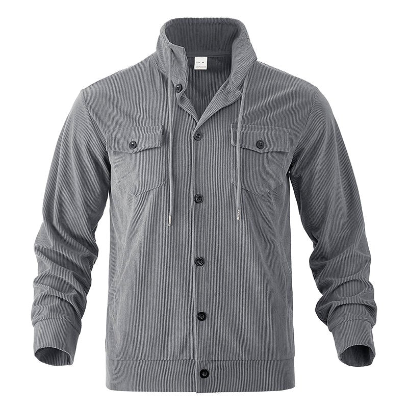 Aron - Men's Corduroy Stand Collar Button-Up Jacket 9