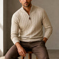 Ashwin - Men's Cable Half-Zip Slim Fit Sweater