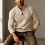 Ashwin - Men's Cable Half-Zip Slim Fit Sweater