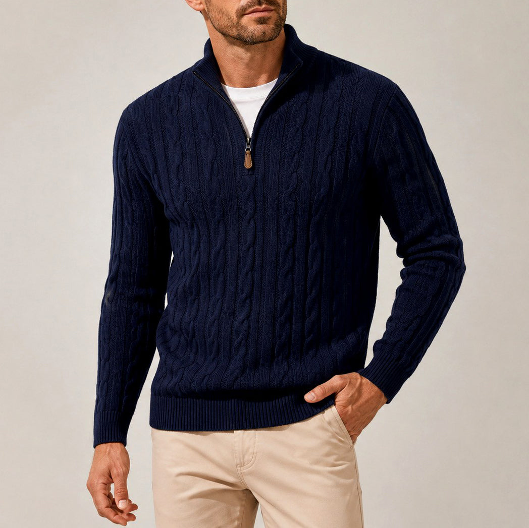 Ashwin - Men's Cable Half-Zip Slim Fit Sweater