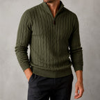 Ashwin - Men's Cable Half-Zip Slim Fit Sweater