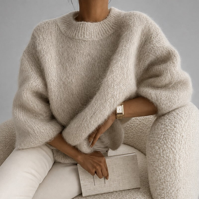 Astrid - Women's Fuzzy Crew Neck Oversized Sweater 1