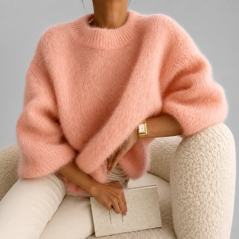 Astrid - Women's Fuzzy Crew Neck Oversized Sweater 3