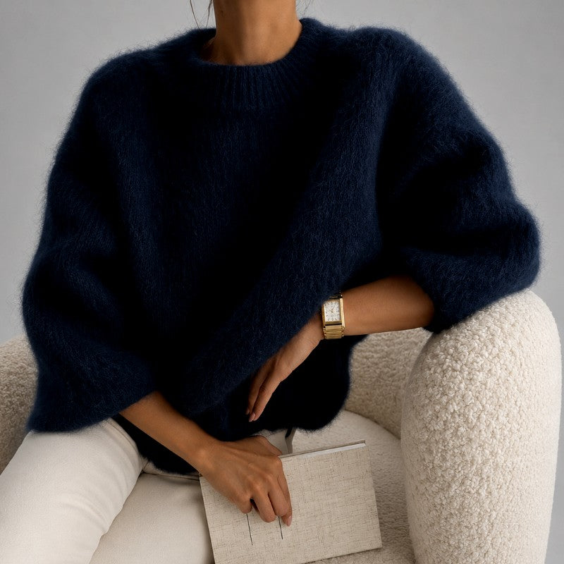 Astrid - Women's Fuzzy Crew Neck Oversized Sweater 4