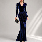 Bettina - Women's V-Neck Long Sleeve Mermaid Maxi Dress 4