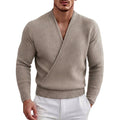 Brandon - Men's Ribbed Deep V-Neck Crossover Long Sleeve Top 2