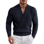 Brandon - Men's Ribbed Deep V-Neck Crossover Long Sleeve Top 3