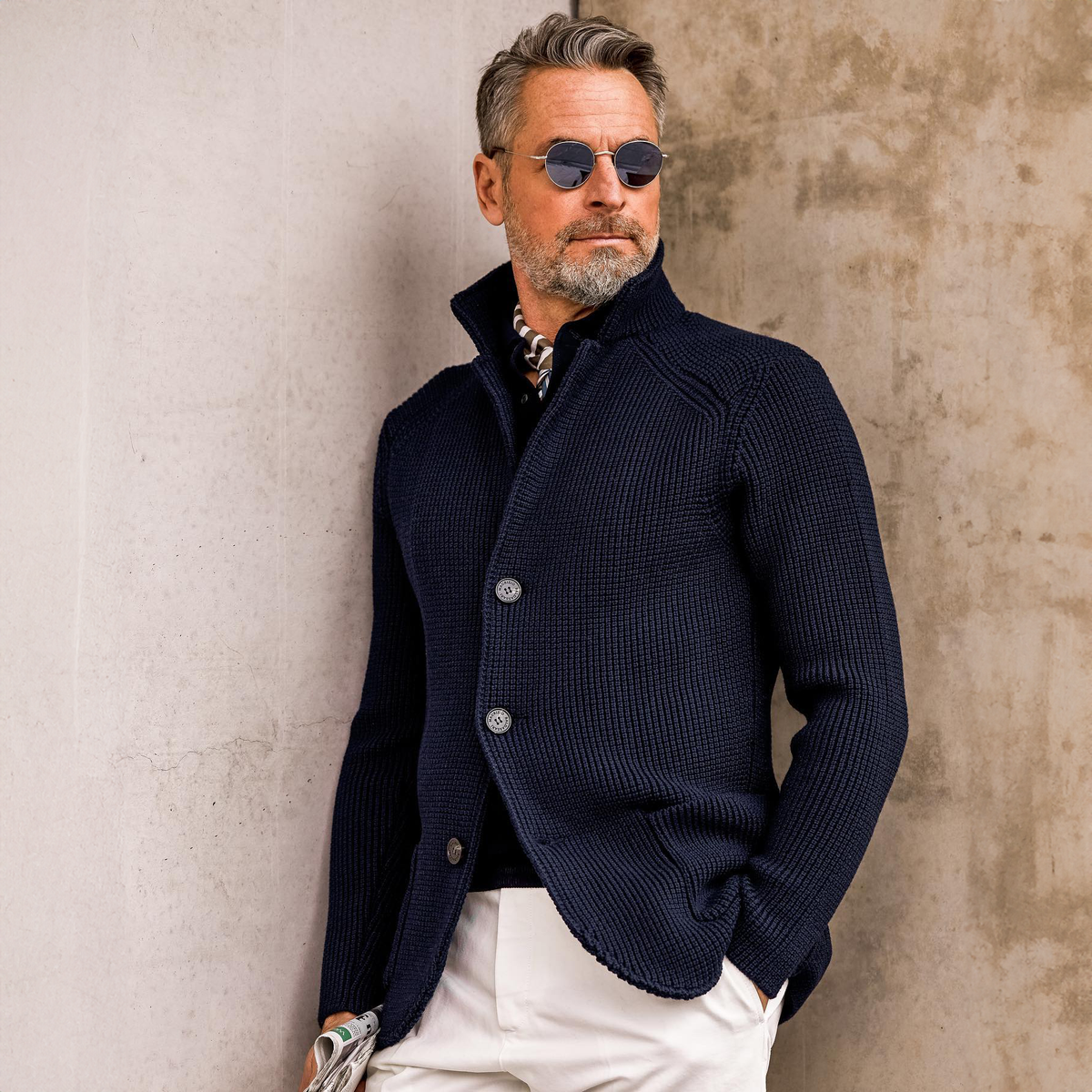 Brennan - Men's Button-Front Ribbed Cardigan