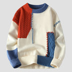 Bruno - Men's Color Block Cable Knit Patchwork Sweater