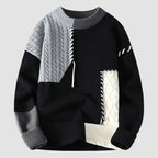 Bruno - Men's Color Block Cable Knit Patchwork Sweater