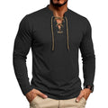 Cam - Men's Long Sleeve Lace-Up Henley Shirt 1