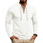 Cam - Men's Long Sleeve Lace-Up Henley Shirt 3