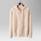 Carlo - Men's Cable Knit Full-Zip Hoodie