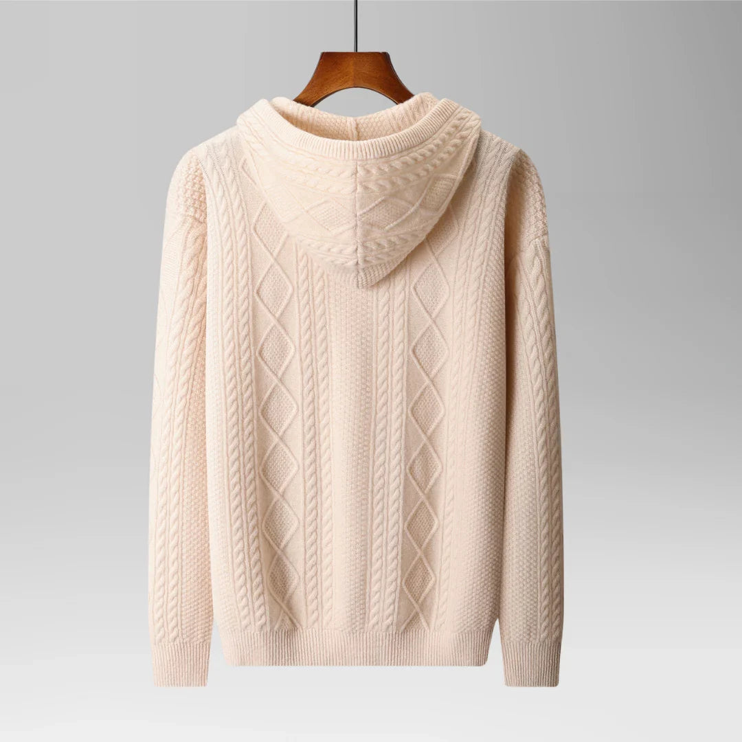 Carlo - Men's Cable Knit Full-Zip Hoodie