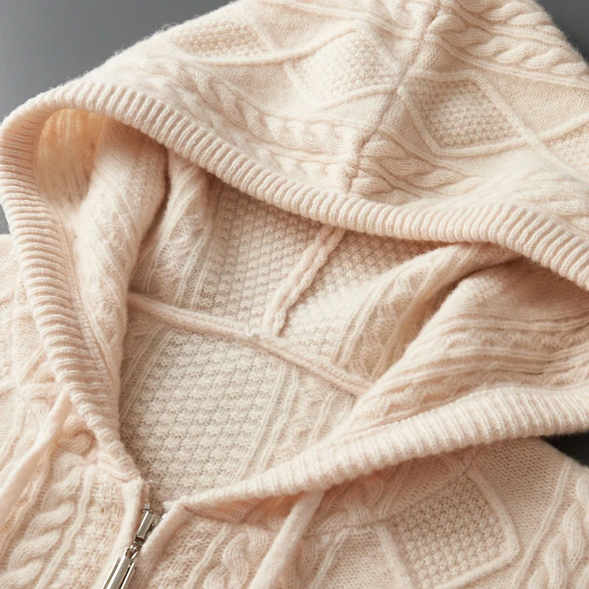 Carlo - Men's Cable Knit Full-Zip Hoodie