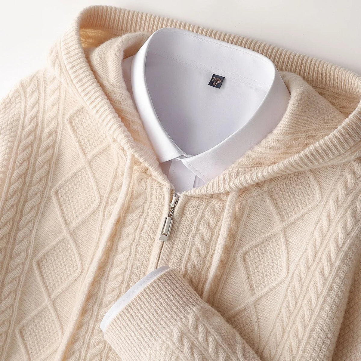 Carlo - Men's Cable Knit Full-Zip Hoodie