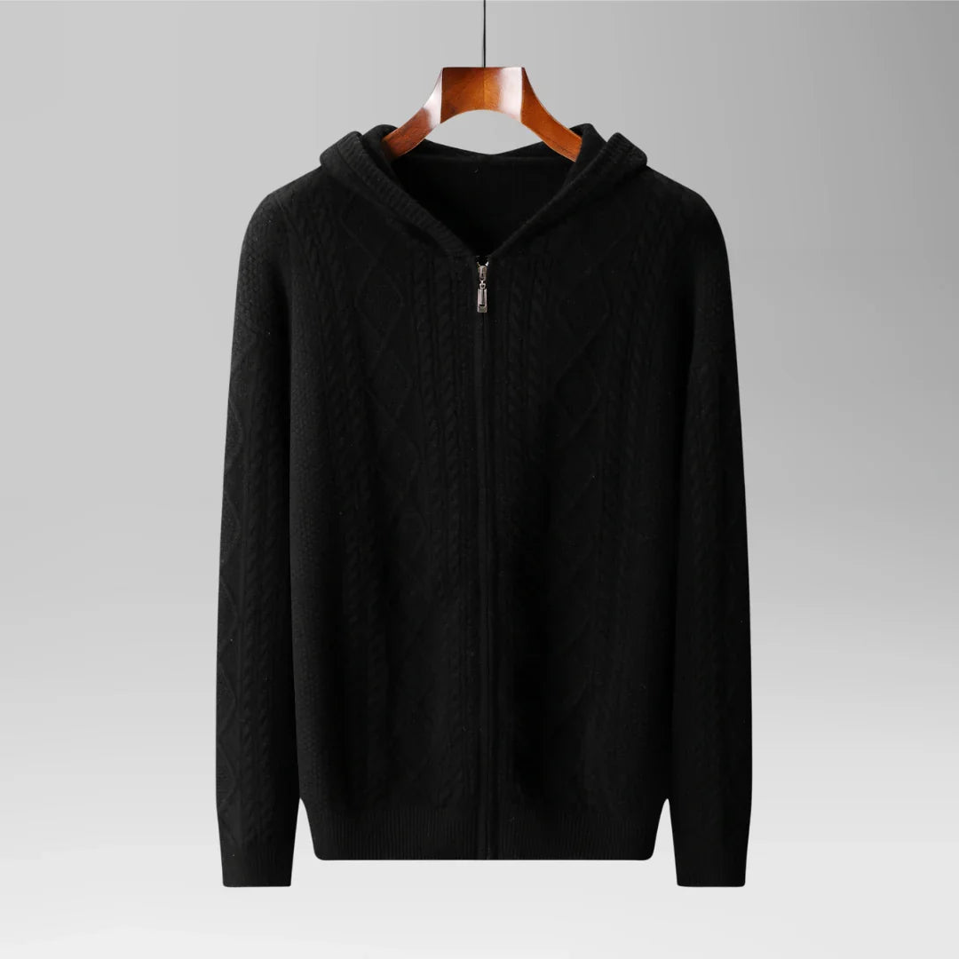Carlo - Men's Cable Knit Full-Zip Hoodie