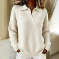 Carmen - Women's Button Polo Collar Loose Fit Sweater 1