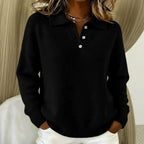 Carmen - Women's Button Polo Collar Loose Fit Sweater 3