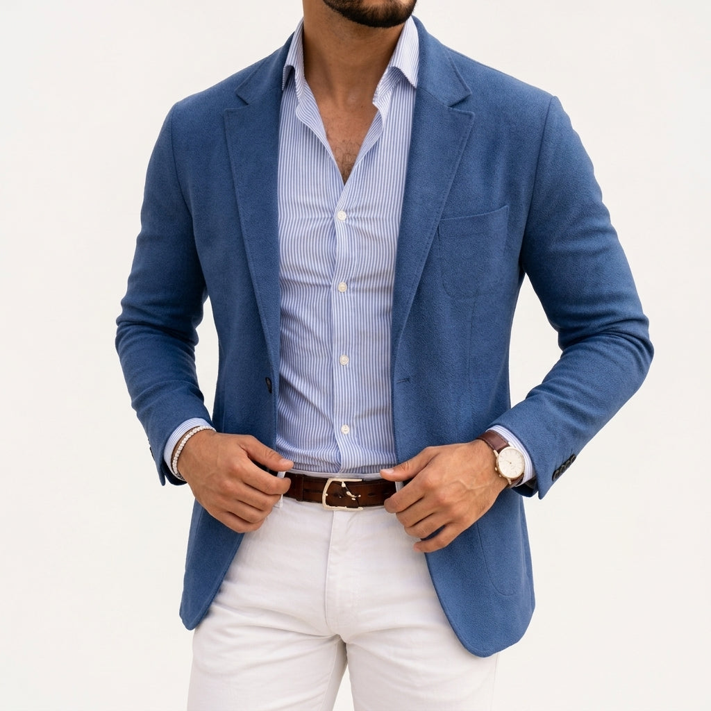 Caspian - Men's Two-Button Knit Blazer with Notch Lapels