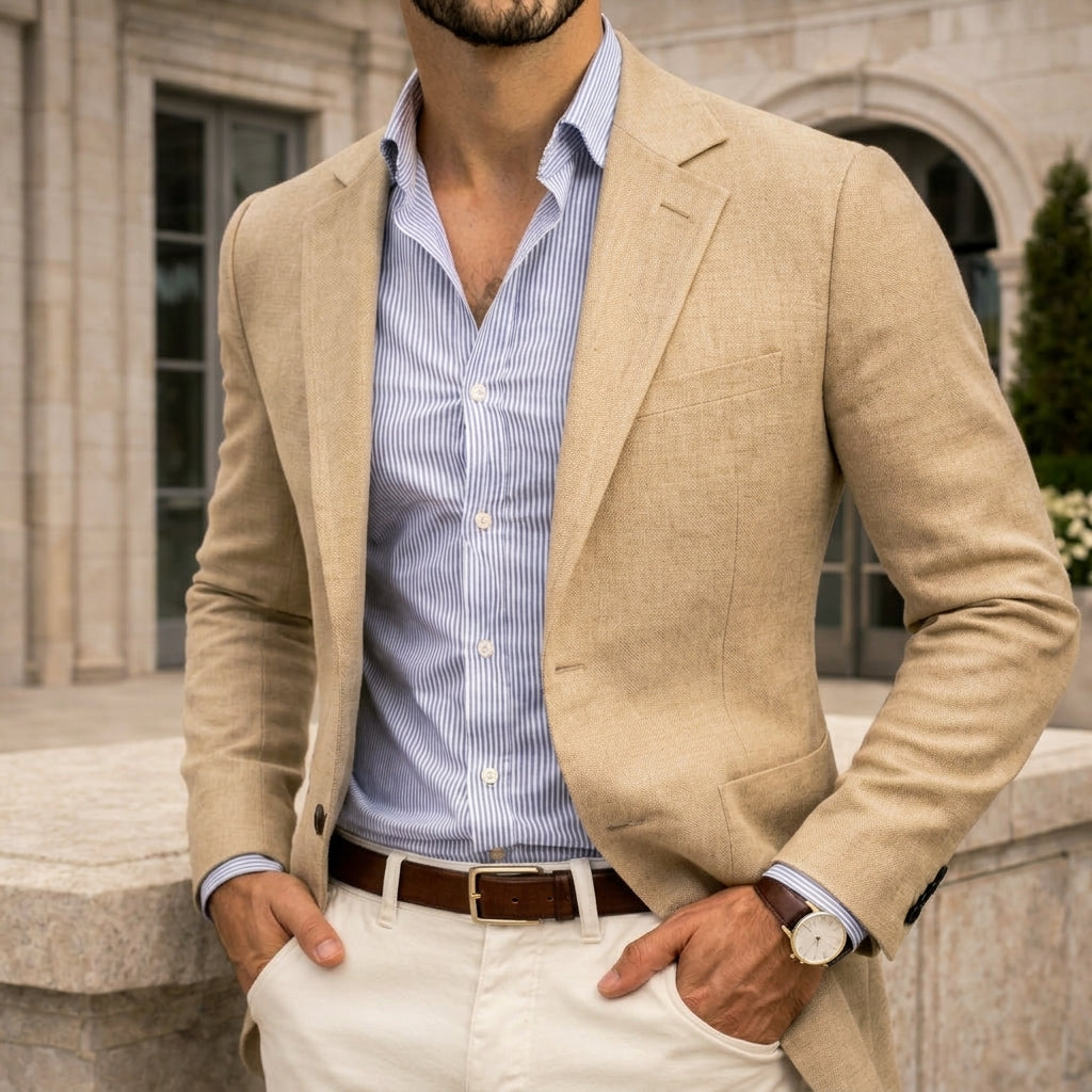 Caspian - Men's Two-Button Knit Blazer with Notch Lapels