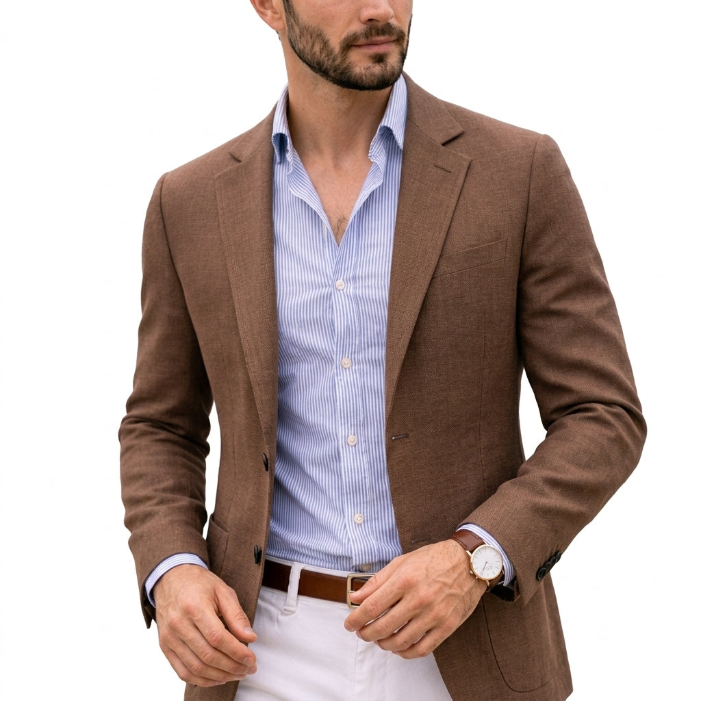 Caspian - Men's Two-Button Knit Blazer with Notch Lapels