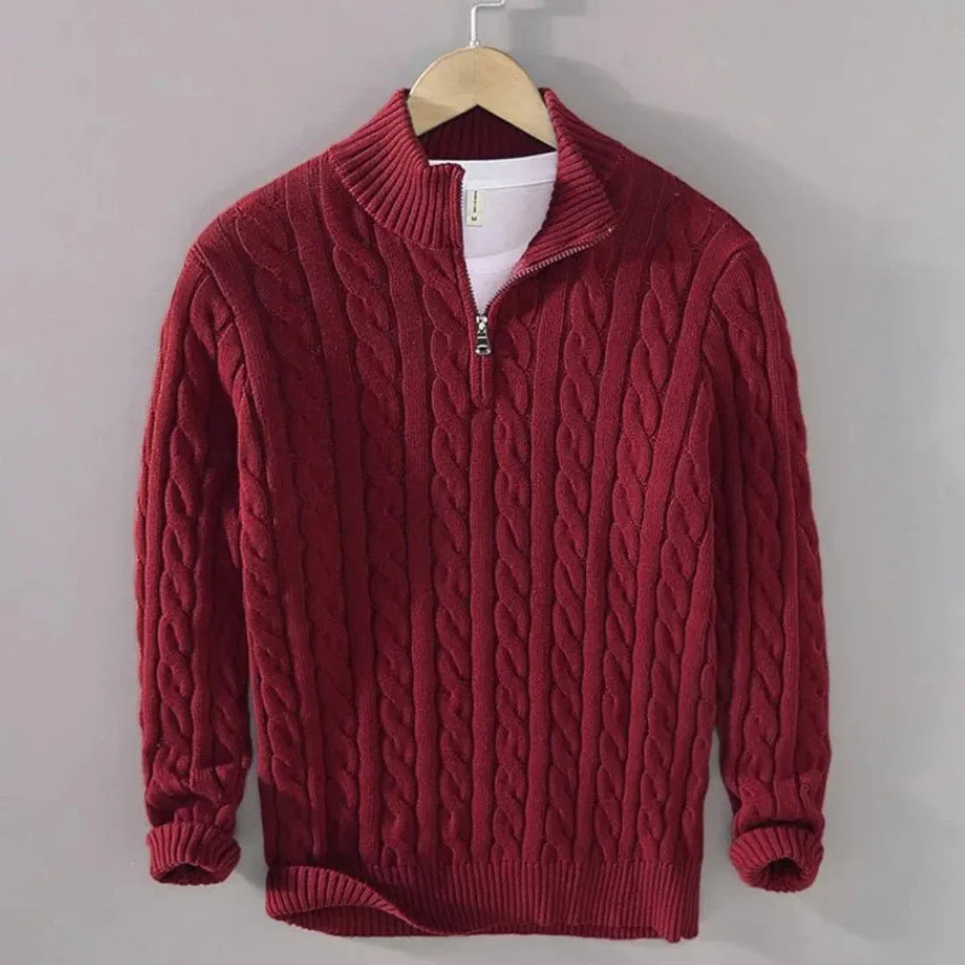 Cayson - Men's Cable Knit Half-Zip Sweater