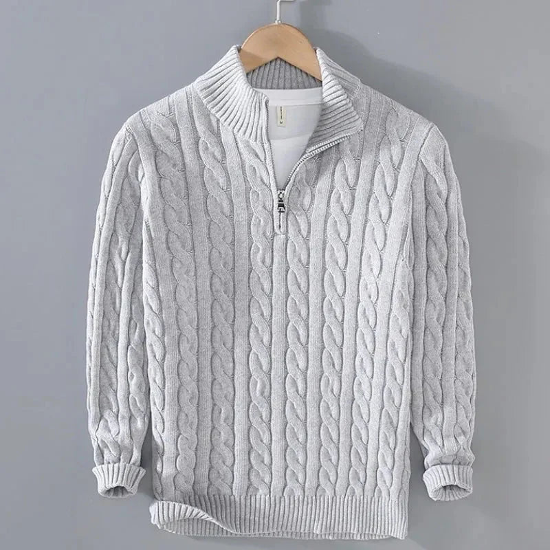 Cayson - Men's Cable Knit Half-Zip Sweater