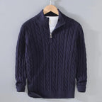 Cayson - Men's Cable Knit Half-Zip Sweater