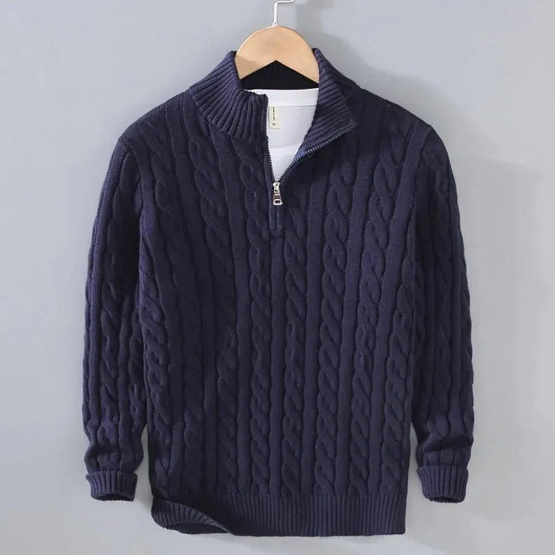 Cayson - Men's Cable Knit Half-Zip Sweater