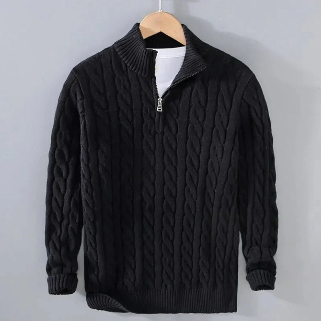 Cayson - Men's Cable Knit Half-Zip Sweater