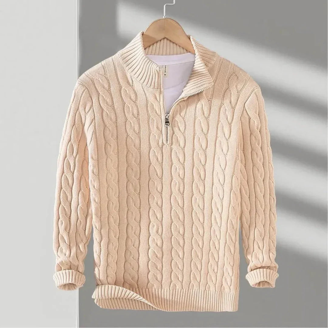 Cayson - Men's Cable Knit Half-Zip Sweater