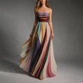 Celine - Women's Strapless Pleated Maxi Dress