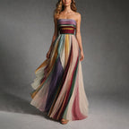 Celine - Women's Strapless Pleated Maxi Dress