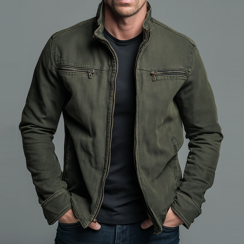 Chandler - Men's Stand-Collar Zip Jacket with Chest Pockets