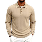 Chandler - Men's Textured Long Sleeve Polo Shirt 1