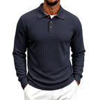 Chandler - Men's Textured Long Sleeve Polo Shirt 3