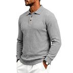 Chandler - Men's Textured Long Sleeve Polo Shirt 6