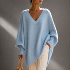Chelsie - Women's V-Neck Batwing Oversized Sweater 2